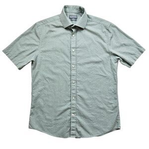 Michael Kors Slim Shirt Mens Medium Green Geometric Short Sleeve Preppy